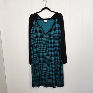 Deesse Green Plaid Nightgown Sleepwear Dress PJs Pyjamas Plaid Green Black 0X XL